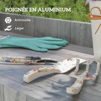 Outsunny Ensemble d'outils de jardinage 3 pièces en aluminium avec sécateur, truelle de jardin, râteau à main, idéal pour taille(m-6)