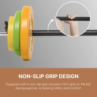 HOMCOM 20kg Barbell Weights Set, Adjustable Weights with Non-slip Handle, for Women and Men Home Gym Exercise Weight Strength Training(m-7)