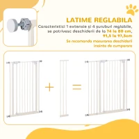 PawHut Poarta pentru Caini, 4 Suruburi Reglabile, Alb(m-7)
