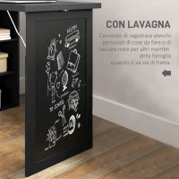 HOMCOM Scrivania Moderna Pieghevole con Libreria e Lavagna, in Legno e Metallo, 98x51x153 cm, Nero(m-6)