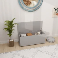 HOMCOM Baule Contenitore, Panca Contenitore con Coperchio Ribaltabile e Cerniere di Sicurezza, 100 x 40 x 40 cm, Grigio(m-2)
