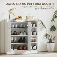 HOMCOM Armadio Scarpiera Bianca Salvaspazio e Moderna in Legno per 12 Paia di Scarpe, 4 Ripiani Aperti, 83 x 30 x 90cm, Bianca(m-4)