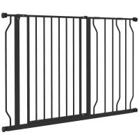 PawHut Hunde-Absperrgitter, Klemmmontage, verstellbare Länge, Stahl/ABS, 75-115 x 76cm, Schwarz(m-1)
