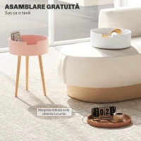 HOMCOM Set de 2 Mese Totunde de Cafea cu 3 Niveluri, 2 Spații de Depozitare și Tavă Detașabilă, Φ35x65,5 cm, Multicolor(m-4)