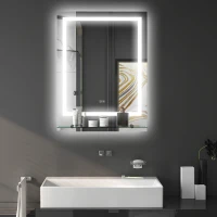 kleankin Miroir rectangulaire mural lumineux LED de salle de bain 80 x 60 cm(m-11)