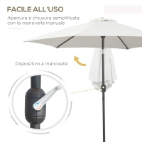 Outsunny Ombrellone da Giardino 2.6x2.4 m con Manovella e Testa Inclinabile, in Alluminio e Poliestere Beige e Nero(m-4)
