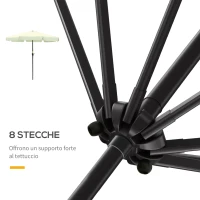 Outsunny Ombrellone da Giardino e Terrazza Ø2.7x2.5 m Rotondo con Testa Inclinabile e Resistente ai Raggi UV 50+, Beige(m-7)