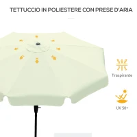 Outsunny Ombrellone da Giardino e Terrazza Ø2.7x2.5 m Rotondo con Testa Inclinabile e Resistente ai Raggi UV 50+, Beige(m-4)