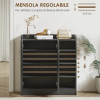 HOMCOM Armadio Scarpiera Salvaspazio Regolabile, Scarpiera Moderna in Legno per 12 Paia di Scarpe con 4 Ripiani Aperti, 83x30x90 cm, Nero(m-5)