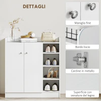 HOMCOM Armadio Scarpiera Bianca Salvaspazio e Moderna in Legno per 12 Paia di Scarpe, 4 Ripiani Aperti, 83 x 30 x 90cm, Bianca(m-6)