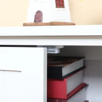 HOMCOM Buffet de cuisine armoire de cuisine contemporaine multi-rangements 2 placards 3 étagères MDF panneaux particules blanc(m-14)