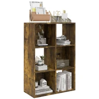 HOMCOM Libreria a Cubi con 6 Ripiani Portaoggetti in Legno dal Design Rustico, 61.5x29.5x91.5 cm, Marrone(m-1)
