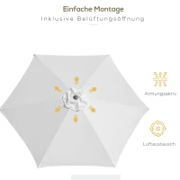 Outsunny Knickschirm Sonnenschirm Gartenschirm Marktschirm mit Handkurbel Alu 180/㎡ Polyester Beige ∅2,6 x 2,35 m(m-6)