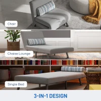 HOMCOM Single Sofa Bed, 1 Person Sleeper Foldable Lounge with Pillow, Light Grey(m-4)