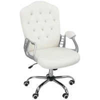 Vinsetto Velvet-Feel Work Chair, with Diamante Back - Cream(m-11)