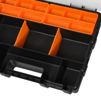 DURHAND 4PCS Werkzeugaufbewahrung Box Multifunktionales Werkzeugbox Sortierkasten Kleinteilemagazin Teile Kunststoff Orange+Schwarz 28,7 x 22,5 x 5,5 cm(m-9)