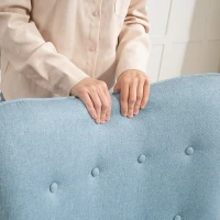 HOMCOM Fauteuil avec Repose-pieds Fauteuil Lecture avec Dossier Haut Capitoné Pieds en Bois et Revêtement en Lin Bleu Clair(m-5)