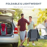 Outsunny Foldable Sun Lounger, Outdoor 4 Level Adjustable Backrest Reclining Chaise Chair, Steel Frame Recliner Chair for Camping, Hiking, Grey(m-6)