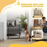 PawHut Barreira de Segurança para Cães Extensível para Escadas e Portas 75-115 cm com 2 Extensões e 10-20 cm Altura 76 cm Preto(m-7)