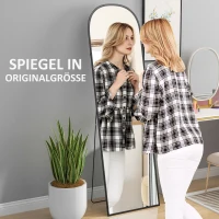 HOMCOM Staande spiegel, Ganzkörperspiegel, modern design, 50 cm x 1,5 cm x 161,5 cm, Zwart(m-4)