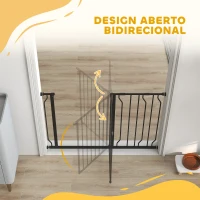 PawHut Barreira de Segurança para Cães Extensível para Escadas e Portas 75-115 cm com 2 Extensões e 10-20 cm Altura 76 cm Preto(m-8)