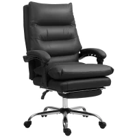 Vinsetto Massage Bureaustoel met Verwarming, Verstelbaar en Kantelbaar, Kunstleer, 65x72x109-117cm, Zwart(m-1)