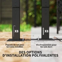 Outsunny Pergola jardin exterieur 3x3 m toit coulissante rétractable polyester haute densité 180g/m², abri soleil UPF30+, marron(m-6)