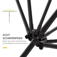 Outsunny Sonnenschirm Terrassenschirm Marktschirm Ø2,66 m UV-Schutz 50+ Gartenschirm 8 Rippen verstellbar Beige(m-7)