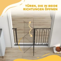 PawHut Hunde-Absperrgitter, Klemmmontage, verstellbare Länge, Stahl/ABS, 75-115 x 76cm, Schwarz(m-8)
