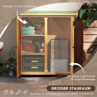 Outsunny Tuinschuur, Gereedschapsopslag van Hout, Weerbestendige Tuinschuur met 2 Deuren en Asfalt Dak 110 x 55 x 117 cm, Geel(m-4)