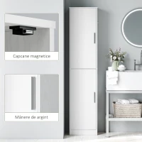 HOMCOM Coloană de Baie cu 2 Dulapuri și 6 Rafturi Reglabile, Alb(m-6)