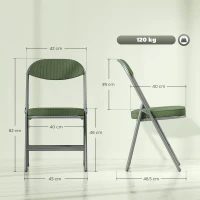 HOMCOM Set of Four Folding Corduroy Seat Chairs - Green(m-3)
