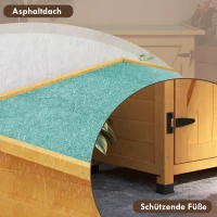 Outsunny Tuinschuur, Gereedschapsopslag van Hout, Weerbestendige Tuinschuur met 2 Deuren en Asfalt Dak 110 x 55 x 117 cm, Geel(m-6)