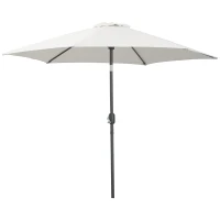 Outsunny Sombrilla para Jardín de Aluminio Ø260x235 cm Parasol de Jardín Reclinable con Manivela y 6 Varillas de Metal para Terraza Exterior Balcón Crema(m-1)