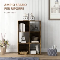 HOMCOM Libreria a Cubi con 6 Ripiani Portaoggetti in Legno dal Design Rustico, 61.5x29.5x91.5 cm, Marrone(m-4)