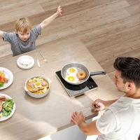 HOMCOM Piastra a Induzione a Potenza e Temperatura Regolabile con Pannello Touch, in Plastica e Vetro, 31x27x4.2 cm, Nero(m-9)