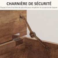 HOMCOM Coffre de rangement, banc de rangement avec couvercle rabattable et charnières de sécurité, 100 x 40 x 40 cm, marron(m-5)