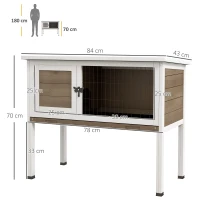 PawHut Wooden Guinea Pig Hutch, Small Animal Cage with Slide-out Tray, Openable Asphalt Roof, 84 x 43 x 70cm, Brown(m-3)