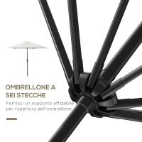 Outsunny Ombrellone da Giardino 2.6x2.4 m con Manovella e Testa Inclinabile, in Alluminio e Poliestere Beige e Nero(m-8)