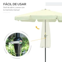 Outsunny Parasol de Jardín de Aluminio Ø266x248,5 cm con Ángulo Ajustable Protección UV50+ Techo de Ventilación y Manivela Beige(m-5)