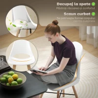 HOMCOM Set 2 Scaune de Bucătărie din Plastic și Lemn în Stil Nordic Alb(m-4)