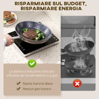 HOMCOM Piastra a Induzione a Potenza e Temperatura Regolabile con Pannello Touch, in Plastica e Vetro, 31x27x4.2 cm, Nero(m-5)