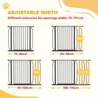 PawHut Wide Dog Safety Gate, with Door Pressure, for Doorways, Hallways, Staircases - Black(m-4)