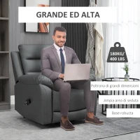 HOMCOM Poltrona Alzapersona Reclinabile fino a 135° con 8 Punti Massaggianti, Telecomando e Poggiapiedi, 91x86x101 cm(m-7)