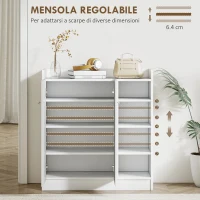 HOMCOM Armadio Scarpiera Bianca Salvaspazio e Moderna in Legno per 12 Paia di Scarpe, 4 Ripiani Aperti, 83 x 30 x 90cm, Bianca(m-5)