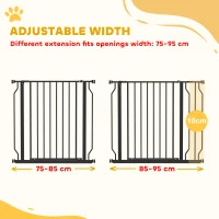 PawHut Wide Dog Safety Gate, with Door Pressure, for Doorways, Hallways, Staircases - Black(m-4)