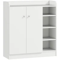 HOMCOM Mueble Zapatero de 2 Puertas Zapatero Estrecho con Estantes Ajustables para 12 Pares de Zapatos para Pasillo Entrada 83x30x90 cm Blanco(m-1)