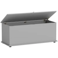 HOMCOM Baule Contenitore, Panca Contenitore con Coperchio Ribaltabile e Cerniere di Sicurezza, 100 x 40 x 40 cm, Grigio(m-1)