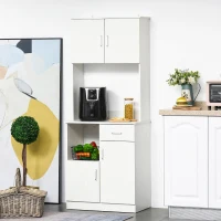 HOMCOM Buffet de cuisine armoire de cuisine multi-rangements 4 portes 1 tiroirs étagère + grand plateau 71 x 41 x 178 cm MDF blanc(m-11)