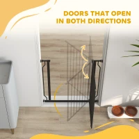 PawHut Extra Wide Dog Safety Gate, with Door Pressure, for Doorways, Hallways, Staircases - Black(m-8)